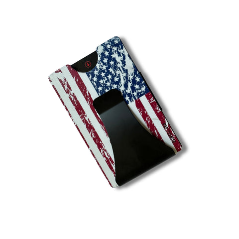 Smart Wallet Distressed American Flag  clip side