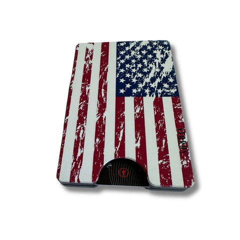 Smart Wallet Distressed American Flag flat side