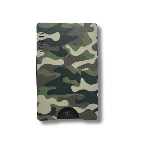 Storus Smart Wallet RFID blocking card holder money clip in green camouflage print
