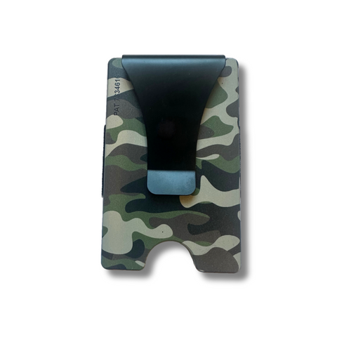Storus Smart Wallet RFID blocking card holder money clip in green camouflage print