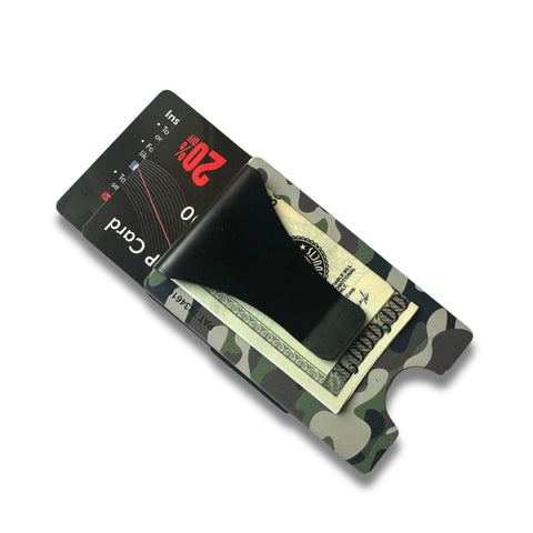 Storus Smart Wallet RFID blocking card holder money clip in green camouflage print