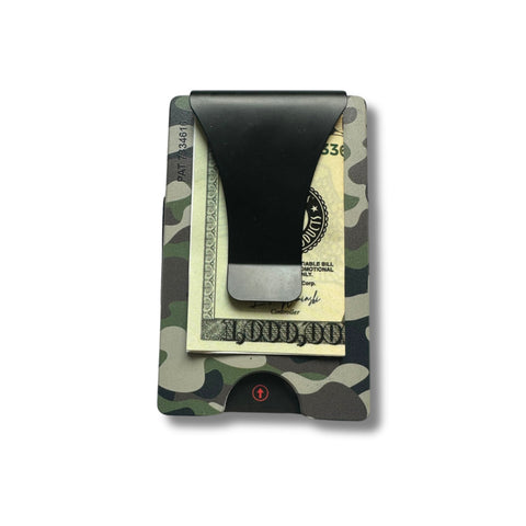 Storus Smart Wallet RFID blocking card holder money clip in green camouflage print