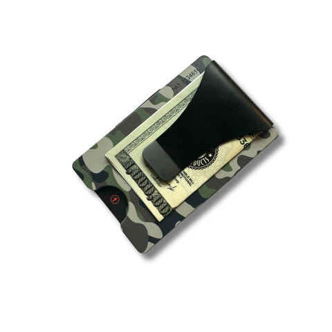 Storus Smart Wallet RFID blocking card holder money clip in green camouflage print