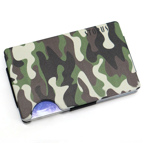 Storus Smart Wallet RFID blocking card holder money clip in green camouflage print