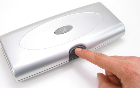 Storus® Promotions - Silver Smart Jewelry Case - showing one touch opening system - designed by #ScottKaminski #Storus #jewelrycase #travelcase #PromotionalProducts #PromotionDistributors #Distributors #customizable #engravable #personalize
