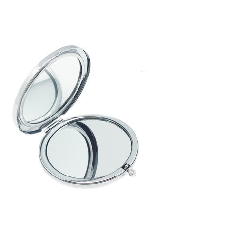 Mia®Jeweled Compact Travel Purse Mirror - shown open 2 sided - designed by #MiaKaminski of #MiaBeauty #Mia Storus 2-Faced Mirro - show closed and open, front and back - #StorusPromotions #Storus #ScottKaminski #PromotionalIndustry #PromotionalProducts #PromotionDistributors #Distributors #customizable #engravable #personalize #Mirrors