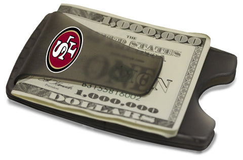 Storus® Promotions - Smart Money Clip Lite - charcoal color - with 4 color digital printing San Francisco 49ers logo - designed by #ScottKaminski #Storus #wallet #moneyclips #mensaccessories #PromotionalIndustry #PromotionalProducts #PromotionDistributors #Distributors #customizable #engravable #personalize