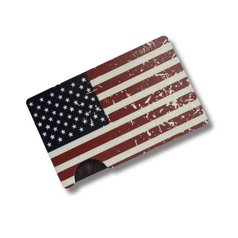 Storus Smart Wallet RFID blocking card holder money clip in distressed American Flag print