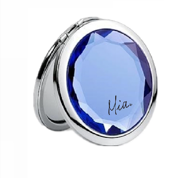 2x/1x Jeweled Compact Mirrors - Chrome