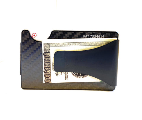 Storus Smart Wallet clip side shown with million dollar bill