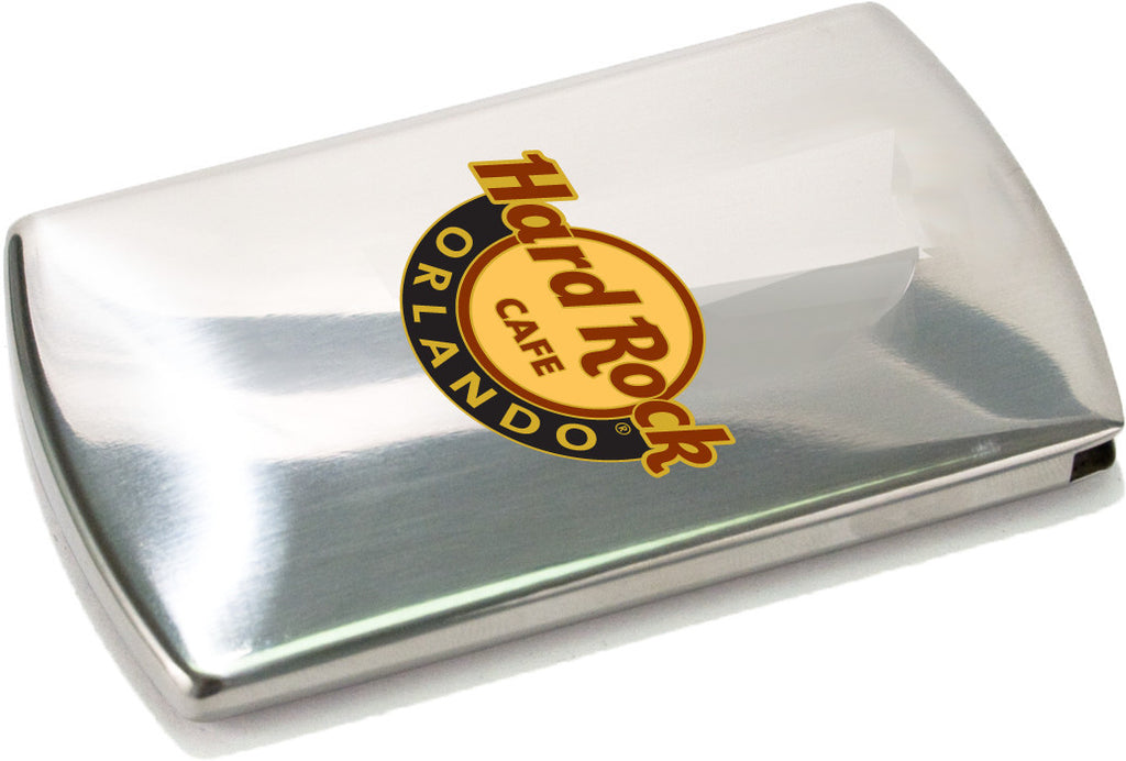 Storus® Promotions -Smart Card Case metal - back side digital printed Hard Rock Cafe logo - designed by #ScottKaminski #Storus #cardcase #metalwallet #wallets #mensaccessories #man #life #lovethis #promotionalitems 